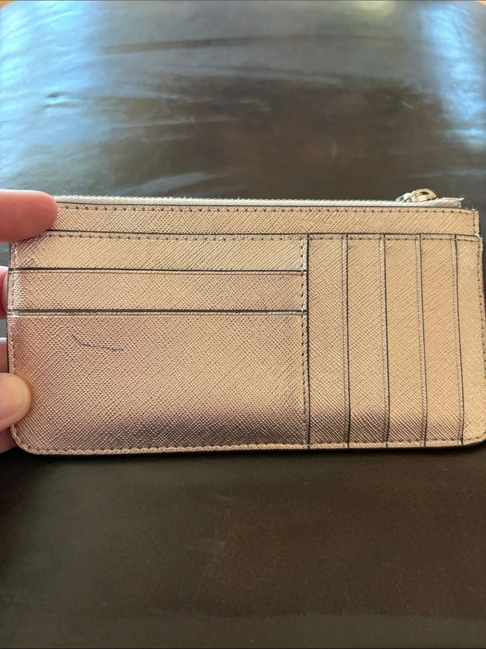 kate spade metallic rose gold slim wallet